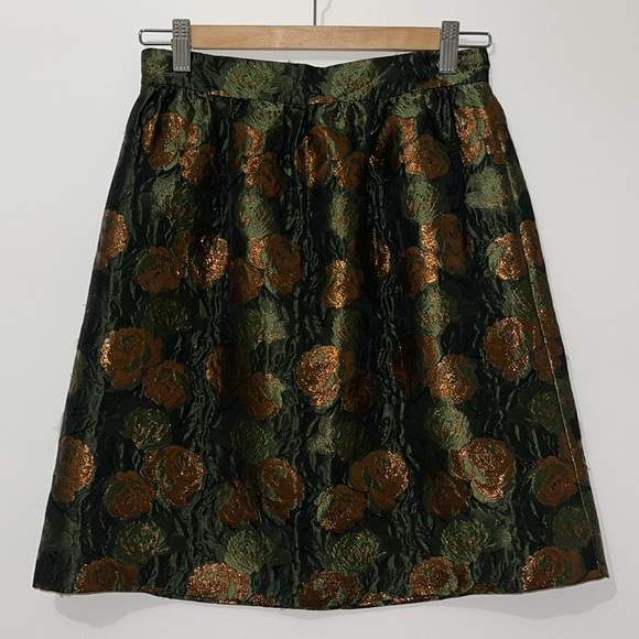 J.Crew Special Collection Women’s Metallic Floral Brocade A-Line Skirt - Picture 3 of 9